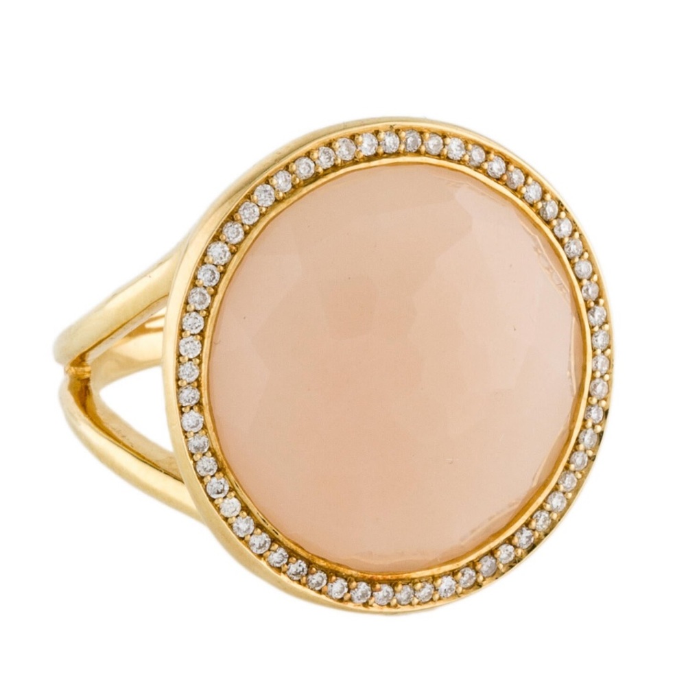 IPPOLITA 18K Yellow Gold Lollipop® Peach Moonstone & Diamond Statement Ring 🇮🇹 - Picture 2 of 16